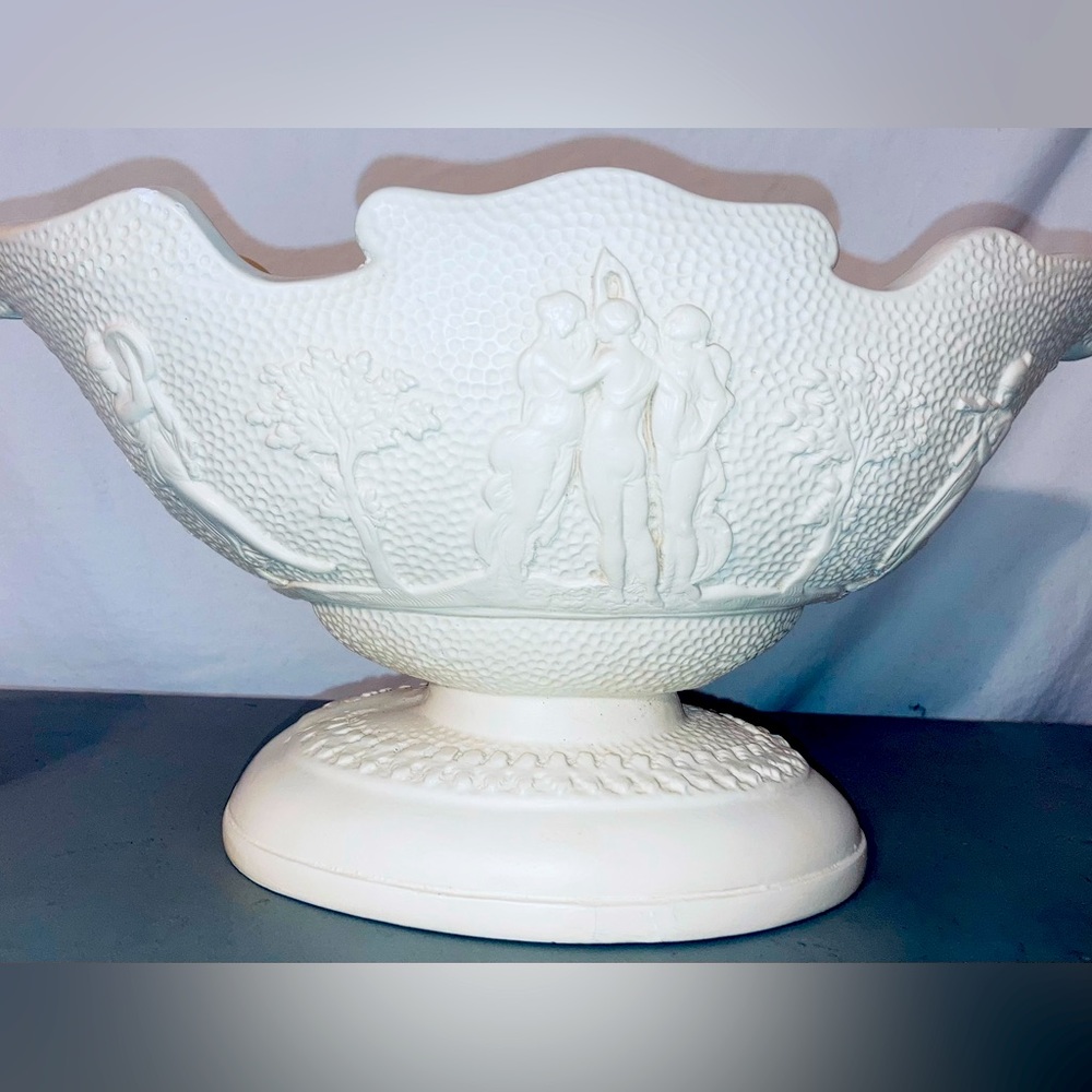 VINTAGE ALEXANDER BACKER PEDESTAL BOWL 7” Tall 13” Wide Pottery